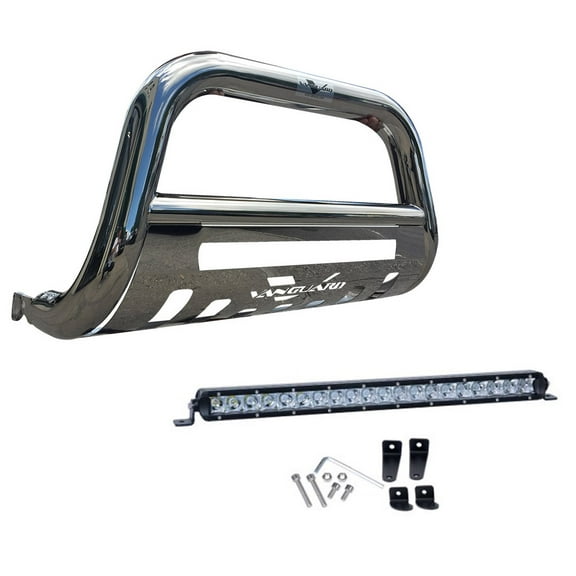 VGUBG-1934-1051SS 3 inch Stainless Steel Bull Bar with Skid Plate and Built-In LED