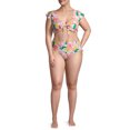 thumbnail image 2 of Time and Tru Plus Size Cap Sleeve Tie-Front Swimsuit Bikini Top, 2 of 6