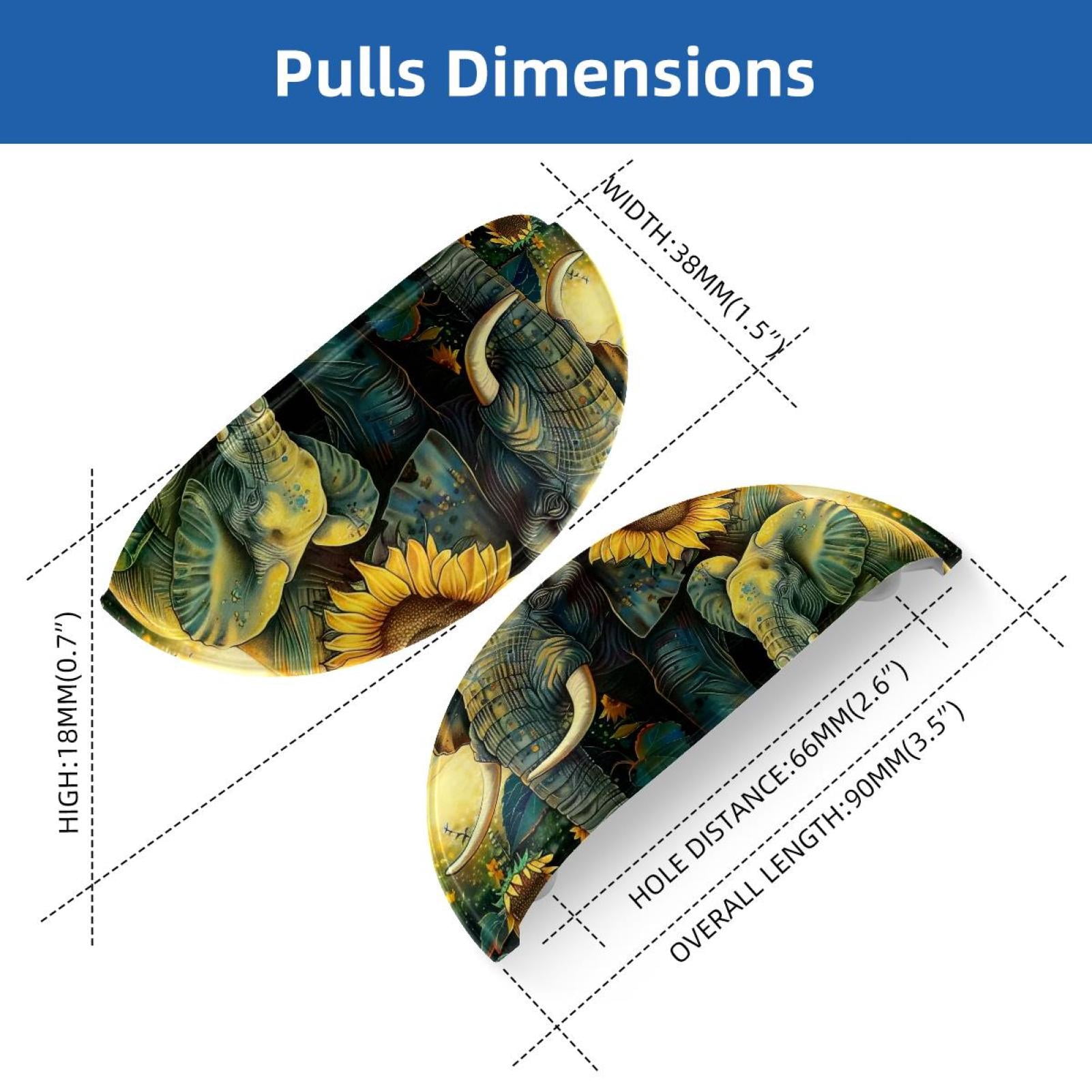 PhooArto 6 Pcs Cup Drawer Pulls, Elephants Sunflower Field Painting Shell Shape Handles Cabinet Knobs for Dresser Cupboard Closet Wardrobe with Screws
