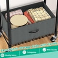thumbnail image 5 of Rolling Clothes Rack, 3 Tier Garment Rack for Hanging Clothes, Metal Wire Wardrobe with Drawer Rods Portable Closet Organizer Freestanding Clothing Shelf with Wheels, Black, 5 of 6