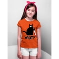 thumbnail image 3 of Black Cat Creepy Crazy Eyes Halloween Shirt Youth T-shirt, XL, Orange, 3 of 6