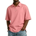 thumbnail image 2 of Men's Polo Shirts Short Sleeve Cotton 3 Buttons Golf Classic Fit Casual Performance T-Shirt Watermelon Red XL, 2 of 8