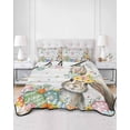 thumbnail image 2 of Quilt King Size Bedding Set, Gray Easter Bunny Reversible Summer Quilt 3 Pieces, Spring Easter Eggs Floral Wooden Lightweight Bedspreads Coverlets with 2 Pillow Shams for All Seasons, 2 of 5