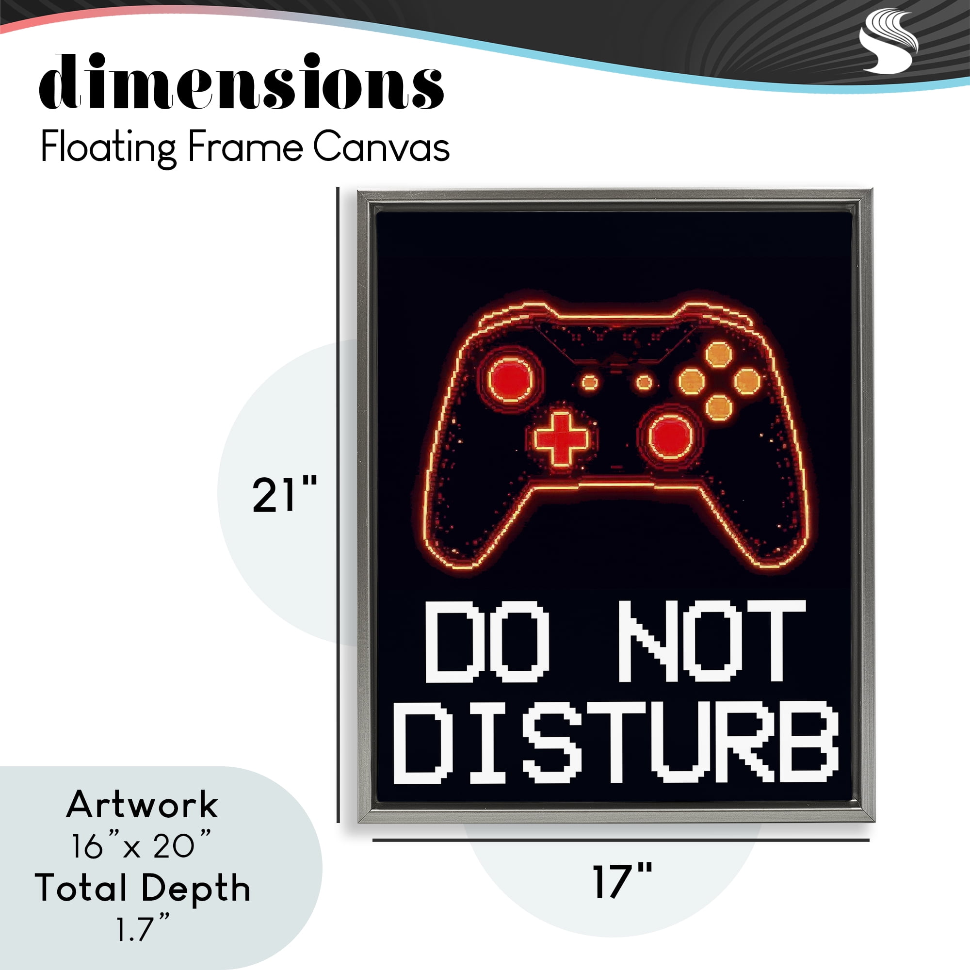 Do Not Disturb Neon Control Gray Framed Floater Canvas Wall Art, design by Kim Allen