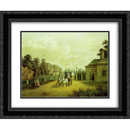 Vasily Sadovnikov 2x Matted 24x20 Black Ornate Framed Art Print 'Entrance into Verkiai Palace, Vilnius, Lithuania'