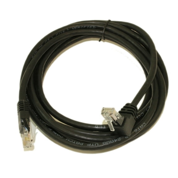 10ft Cat6 ANGLED-UP Ethernet RJ45 Patch Cable, NON-BOOTED, BLACK