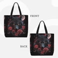 thumbnail image 2 of Disketp Rose Full Moon Black Wolf Bolsa Tote de Lona para Mujer, Bolso de Hombro y Cruzado con Cierre de Cremallera, 2 of 7