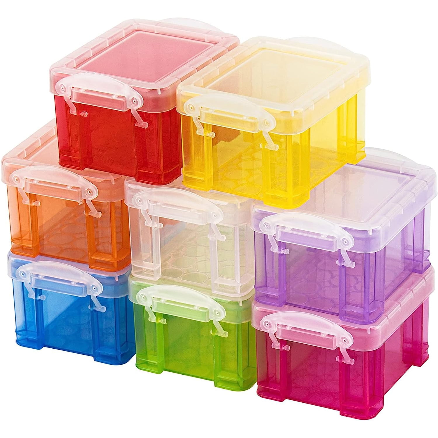Sepamoon 9 Piece Colorful Crayon Box Storage Case Plastic Organizer  Container with Lid, 5.3'' x 2.9'' x 1.9'', 8 Color, red, yellow, green,  blue