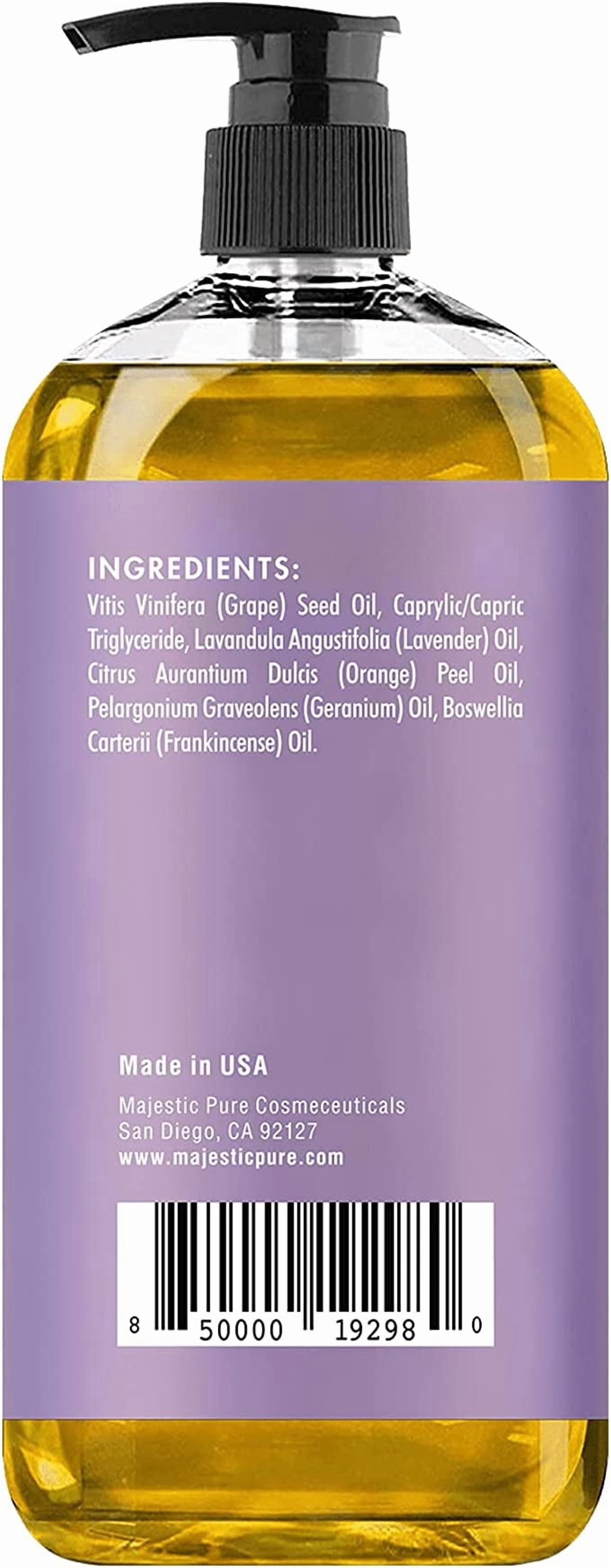 Majestic Pure Lavender Massage Oil for Men and Women - Great for Calming, Soothing and to Relax - Blend of Natural Oils for Premium Massaging and Aromatherapy - 8 fl oz.