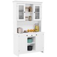 thumbnail image 2 of HOMCOM Freestanding Rustic Buffet with Hutch, 4 Door Farmhouse Kitchen Pantry Cabinet, Microwave Stand with Beadboard Panel, Drawer and Adjustable Shelves, White, 2 of 9