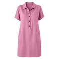 thumbnail image 6 of SAWOBUUN Womens Casual Shirt Dress Short Sleeve Collared Button Midi Dress Loose Fit Tunic Sundress with Chest Pocket, 6 of 6