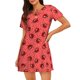 thumbnail image 1 of Easygdp Ladybugs On Red Polka Dot Camisón de manga corta para mujer, informal, estampado, 1 of 6