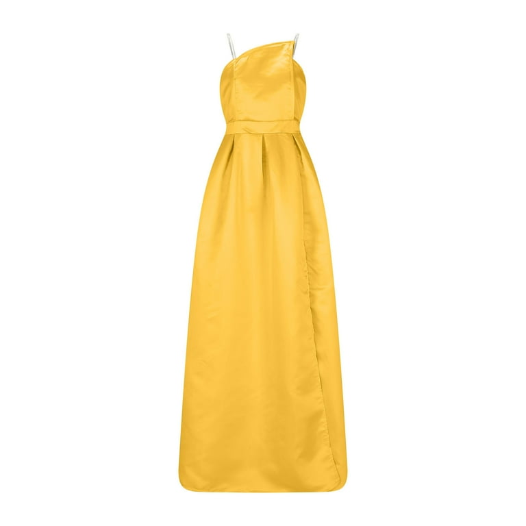 beach wedding bridesmaid dresses pinterest Yellow One Shoulder Crepe Gown with 3D Flower
