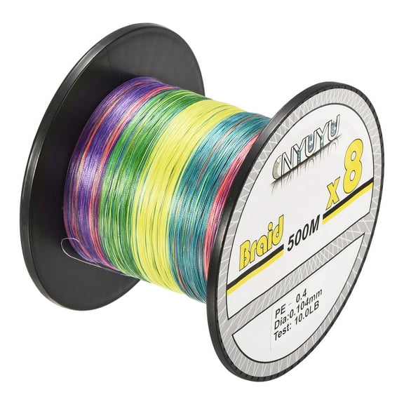 Uxcell 547Yard/1640Ft 10LB 8 Strands Abrasion Resistant PE Braided Fishing Line Colored