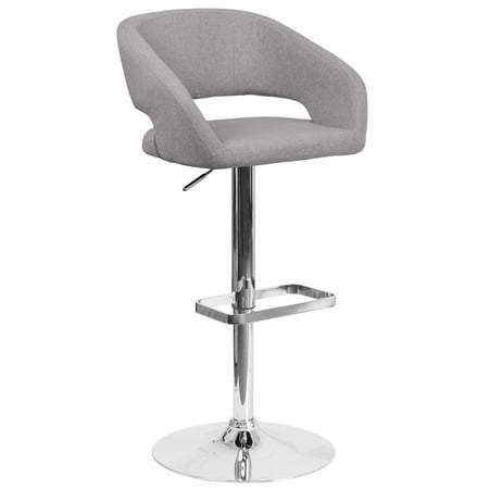 Round Back Swivel Stool - Flash Furniture Contemporary Rounded Mid Back Fabric Adjustable Swivel Bar Stool with Chrome Pedestal