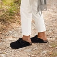 thumbnail image 7 of Comwarm Genuine Suede Clogs for Women, Memory Foam Cork Footbed Potato Slip on Leather Shoes, Black, 7 of 7