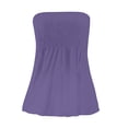 thumbnail image 4 of Prdecexlu Tube Tops for Women Plus Size Strapless Smocked Ruffled Cute Off the Shoulder Tank Tops Sleeveless Holiday Shirts Casual Backless Flare Hem Summer Blouses Purple M, 4 of 6