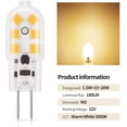 thumbnail image 4 of Bombilla LED G4 de 1,5 W, 180 lm, bombillas de iluminación AC/DC de 12 V equivalentes a halógenas de 20 W, blanco cálido 3000 K, no regulable, repuesto para campana extractora y Lusture, paquete de 10, 4 of 4