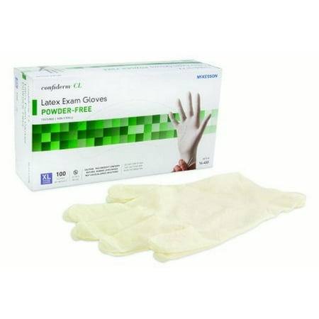 

McKesson Brand Exam Glove McKesson Confiderm X-Large NonSterile Latex Standard Cuff Length Textured Fingertips Ivory Not Chemo Approved Box of 100