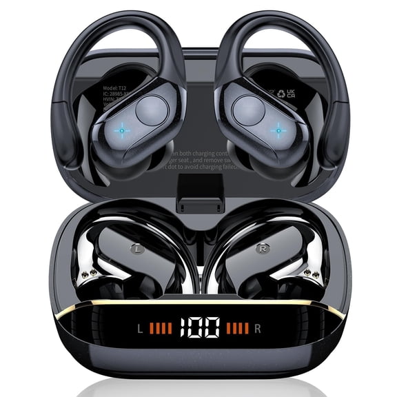 Wireless Earbuds Sport, 2025 Bluetooth 5.4 Headphones Bass Hi-Fi Stereo Over Ear Buds, 56Hrs Noise Cancelling Headset with Earhook, IP7 Waterproof Earphones Workout Running for Laptop Pad Android iOS