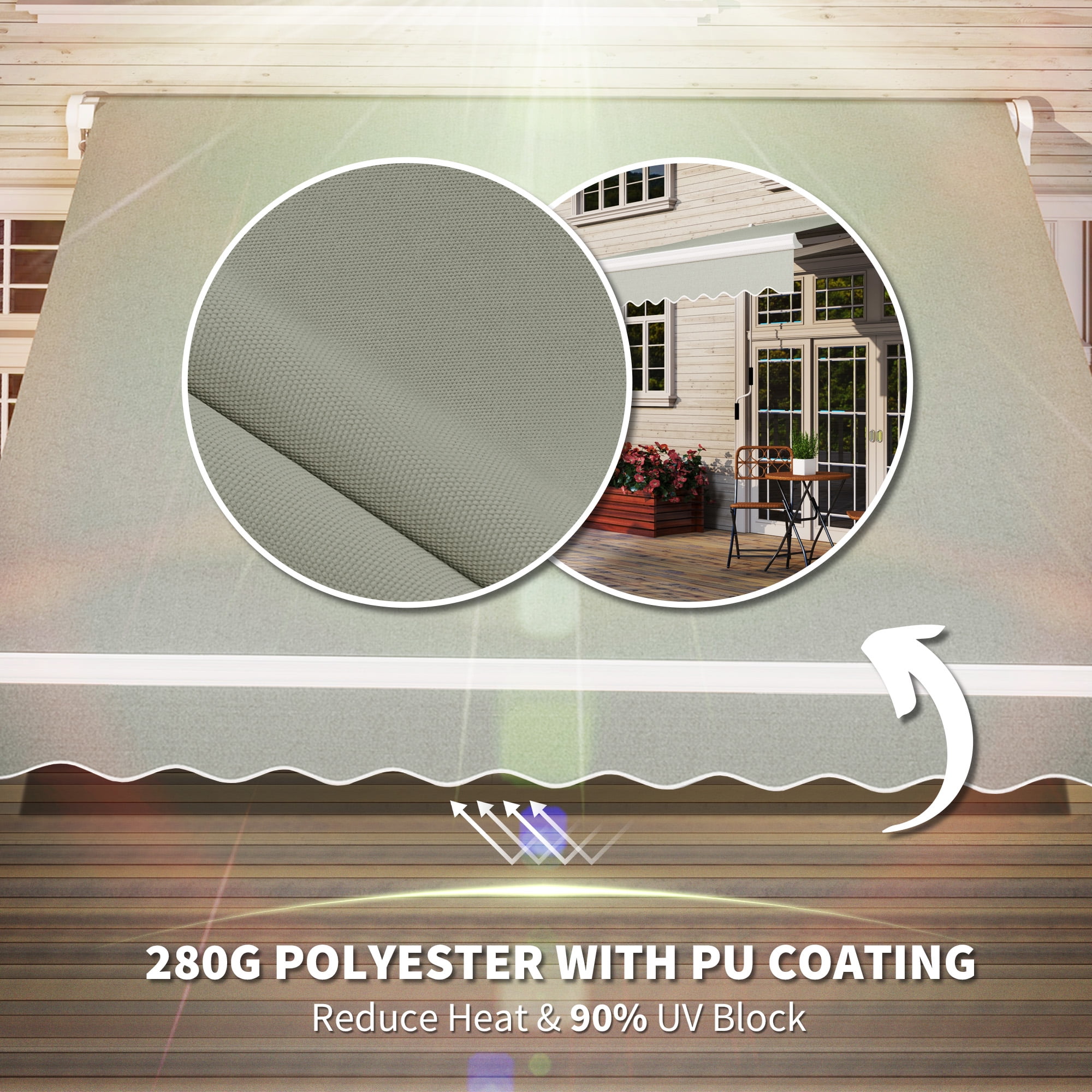Outsunny 98.4" x 78.75" Manually Retractable Patio Awning