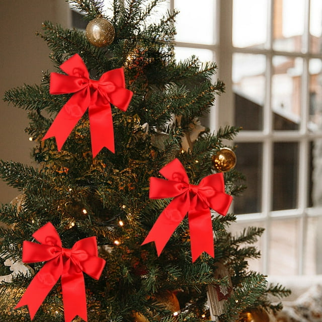 Birdeem Christmas Bows,Polyester Ribbon Bows with Swallow Tailed Design for Gift Packaging and Holiday Decor,Double Layer Decorative Set,Easy To Use for Christmas Tree