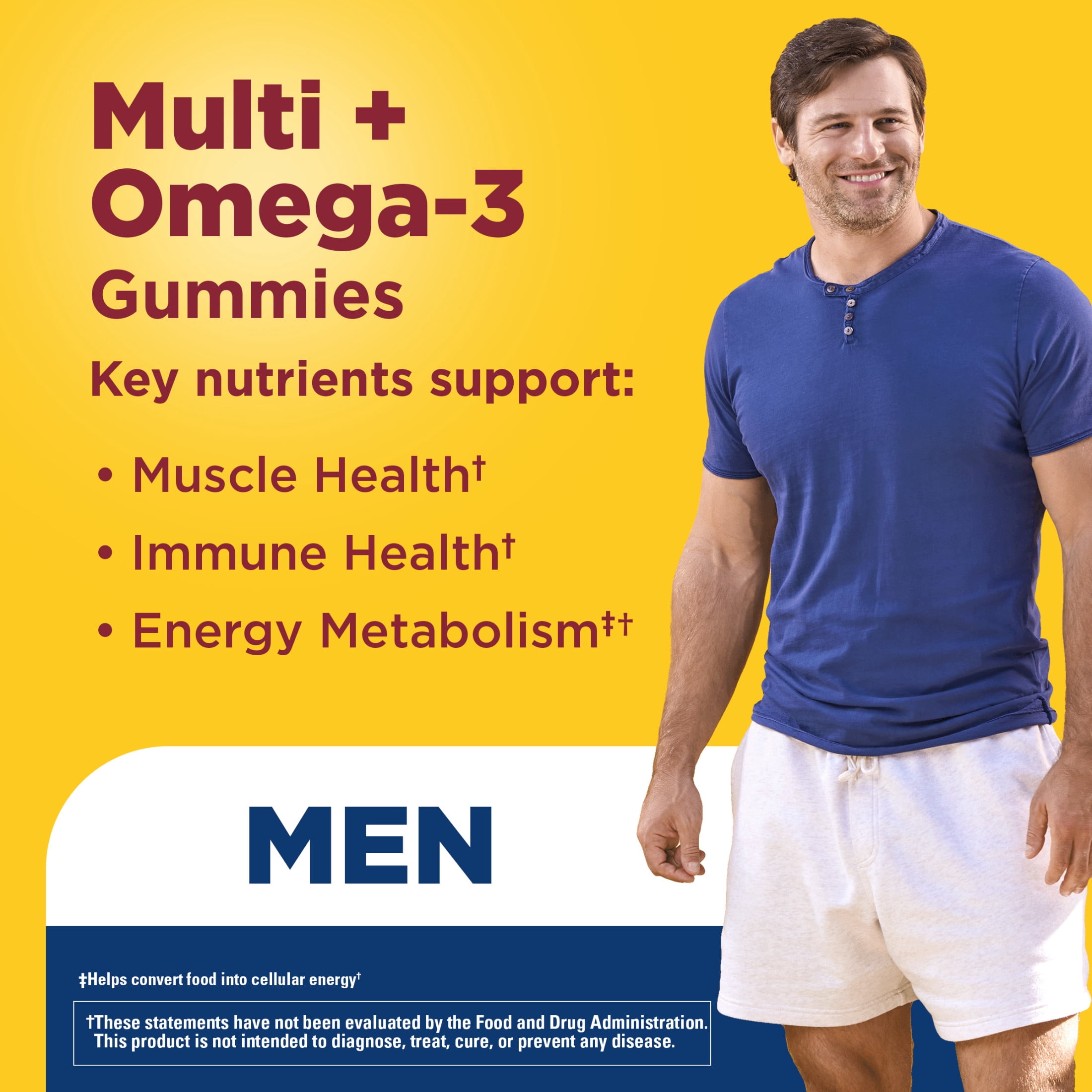 Nature Made Mens Multivitamin + Omega-3 Gummies for Daily Nutritional Support, 90 Count