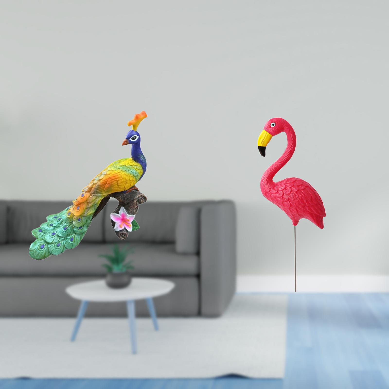 Miulika Peacock Bird Sculpture Figurine Decorative Garden Ornament Statue for Home Yard Art Fairy Accessories Flamingo Stake Holiday Spring