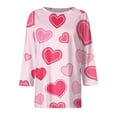 thumbnail image 4 of Garbnen Valentine's Day Tops for Women 3/4 Sleeve Shirts for Women Heart Print Crew Neck Dressy Tunic Tops for Women, 4 of 6