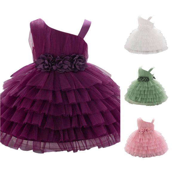 Toddler Dress Tiered Ruffle Tutu Gown Elegant Mesh Tulle for Party Gentle Fancy Lightweight Dress Set