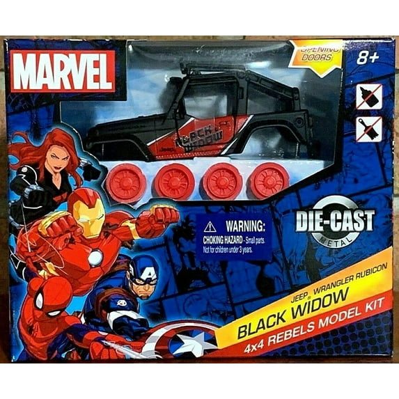 Marvel Jeep Wrangler Rubicon BLACK WIDOW 4x4 Rebels Model Kit! Die-Cast Metal!