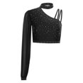 thumbnail image 3 of iiniim Women Shiny Rhinestone Dance Top Ballet Dance Adult Contemporary Shiny Crop Tops Black L, 3 of 5