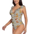 thumbnail image 3 of Yiaed Cute Dog Print Women's Ruffled One Piece Swimsuit V Neck Swimwear Slimming Monokini for Woman-Large, 3 of 8