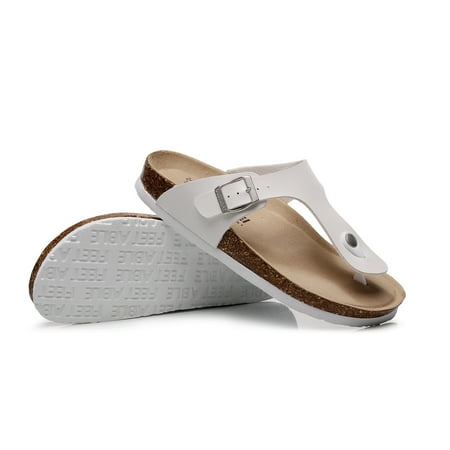 PU Leather Thong Cork Slipper Women Unisex Beach Flip Flop Big Size