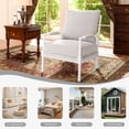 thumbnail image 2 of Mid Century White Spindle Accent Chair Upholstered Armchair with Thick Cushion and Wood Frame, 2 of 11