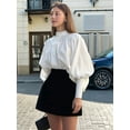 thumbnail image 4 of Female Victorian Blouse High Collar Ruffled Shirt Tops White S, 4 of 9
