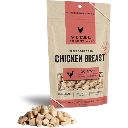 Vital Essentials Freeze Dried Raw Single Ingredient Dog Treats, Chicken Breast, 2.1 oz