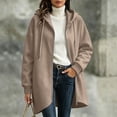 thumbnail image 2 of Women's Oversized Loose Fit Zip Up Hooded Hoodie Coat Mid Length Jacket with Pockets Comfy Soft Cozy Casual Daily Wear Outerwear | CSEONE,Khaki XL, 2 of 9