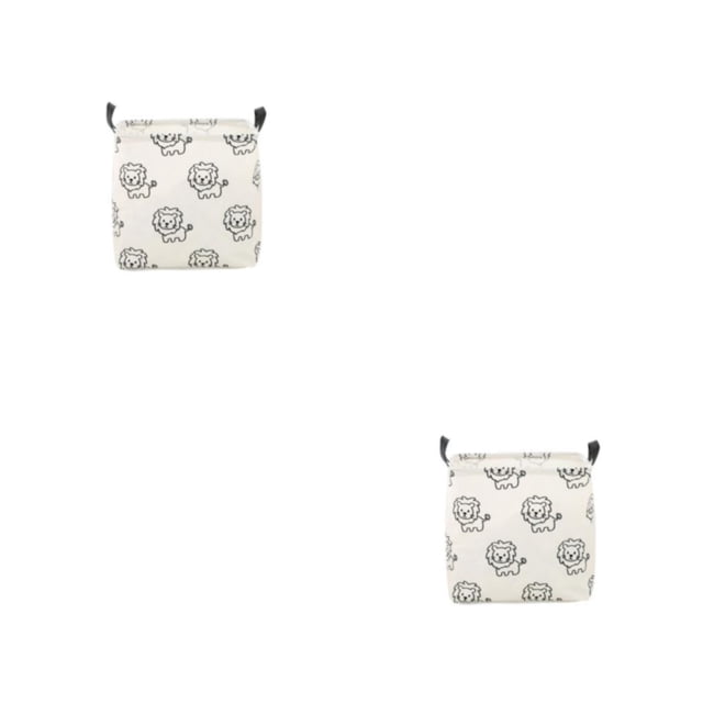 Wosthever Cesto de lavandería Estuche de almacenamiento Caja de artículos diversos Impermeable Multiusos Tamaño compacto Cubo de larga patrón de león 2piezas