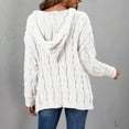 thumbnail image 4 of Leesechin New and Trending Womens Fall/Winter Thickened Dough Twists Knitted V-neck Hooded Plus Size Pullover Sweater, 4 of 8