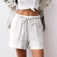 thumbnail image 2 of SGMVNU Women's Drawstring Shorts Elatic High Waist Loose Fit Casual Wide Leg Shorts Lightweight Summer Beach Linen Shorts with Pockets, Size XL, White, 2 of 5
