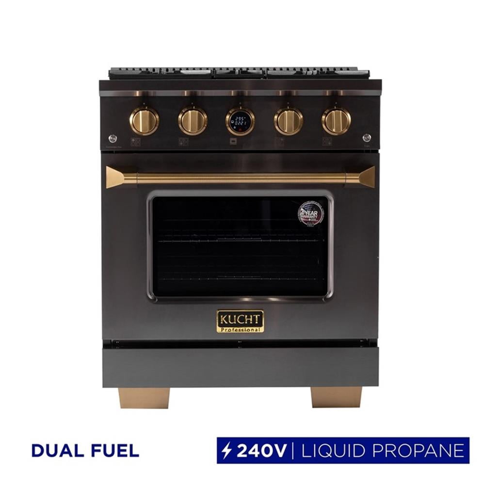 Pemberly Row 30" 4.2cu.ft. Titanium Stainless Steel Propane Gas Dual Fuel Range
