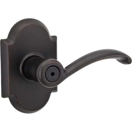The Austin Interior Privacy Door Handle with Lock, Door Lever For Bathroom and Bedroom, Venetian Bronze Reversible Keyless Turn Lock, with Microban Protection
