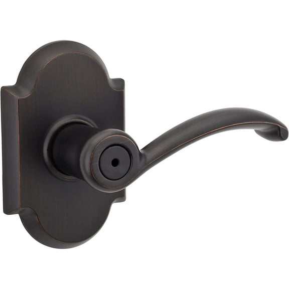 The Austin Interior Privacy Door Handle with Lock, Door Lever For Bathroom and Bedroom, Venetian Bronze Reversible Keyless Turn Lock, with Microban Protection