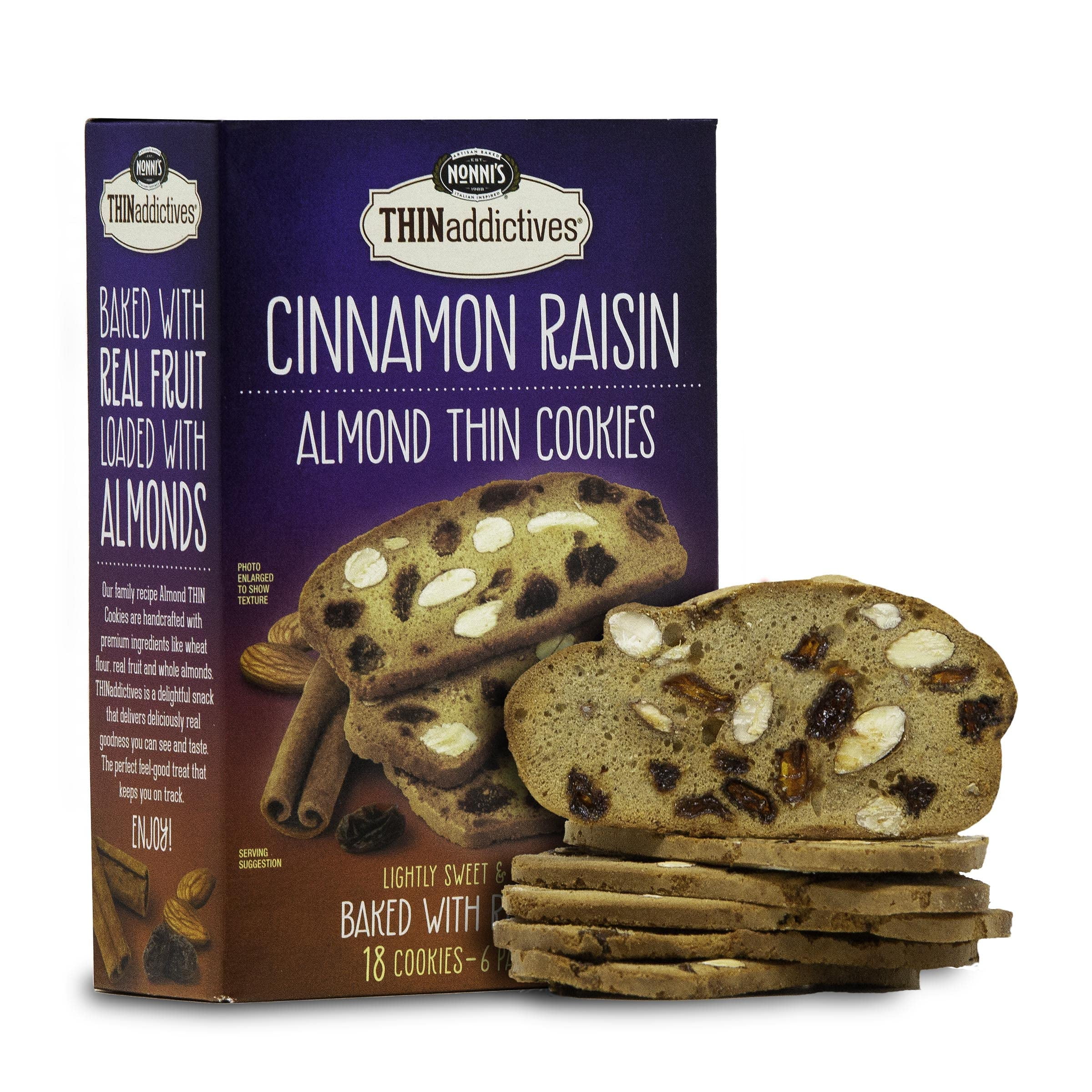 Nonni's THINaddictives Almond Thin Cookies Cinnamon Raisin Biscotti