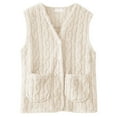 thumbnail image 4 of Tisuna Cardigan Sweaters For Women Solid Color Sleeveless V Neck Vest Lightweight Soft Women Fall Winter Button Up Waistcoat Beige Size L, 4 of 4