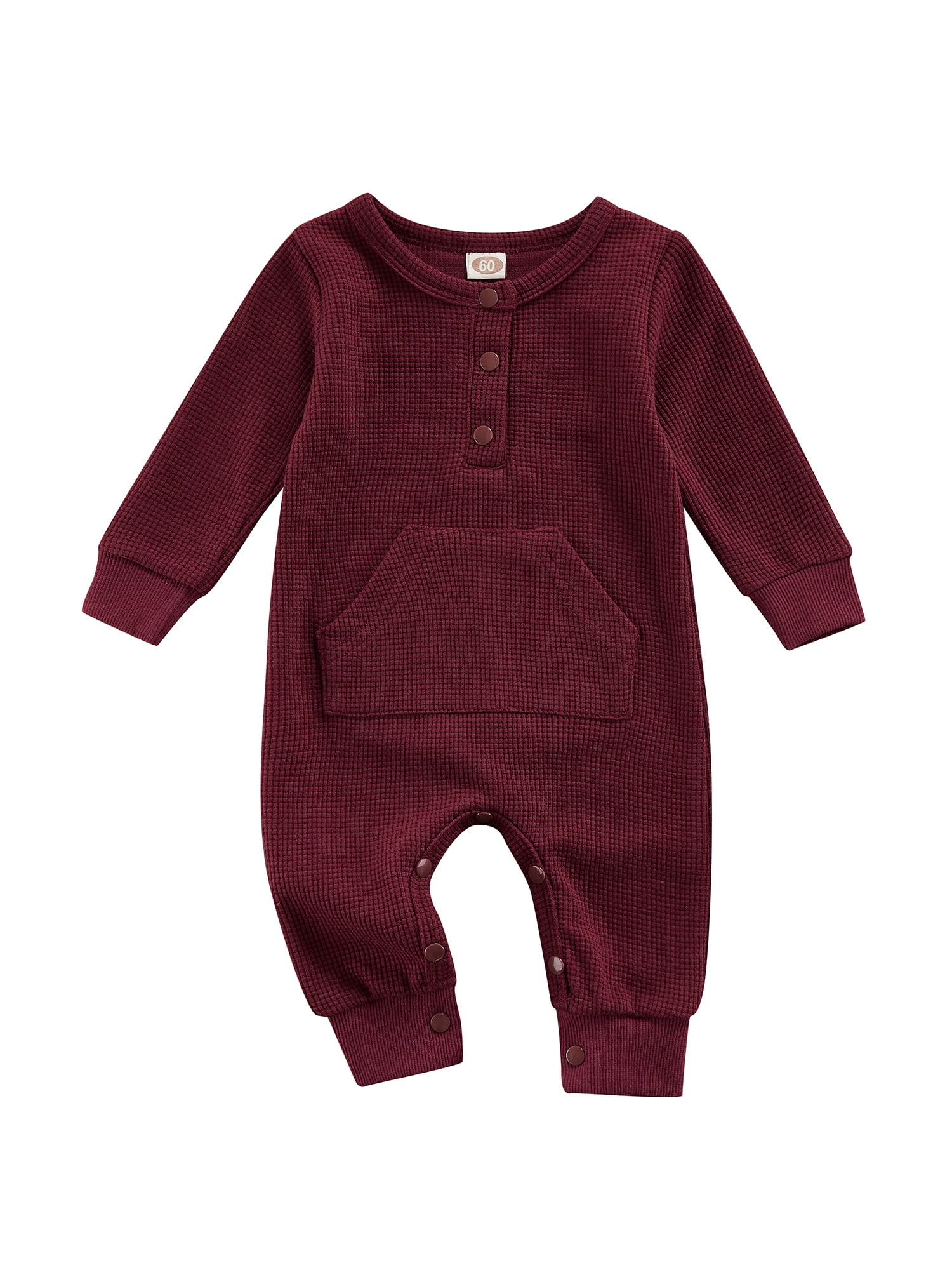 LWXQWDS Baby Boy Girl Romper Infant Waffle Solid Long Sleeve Jumpsuit