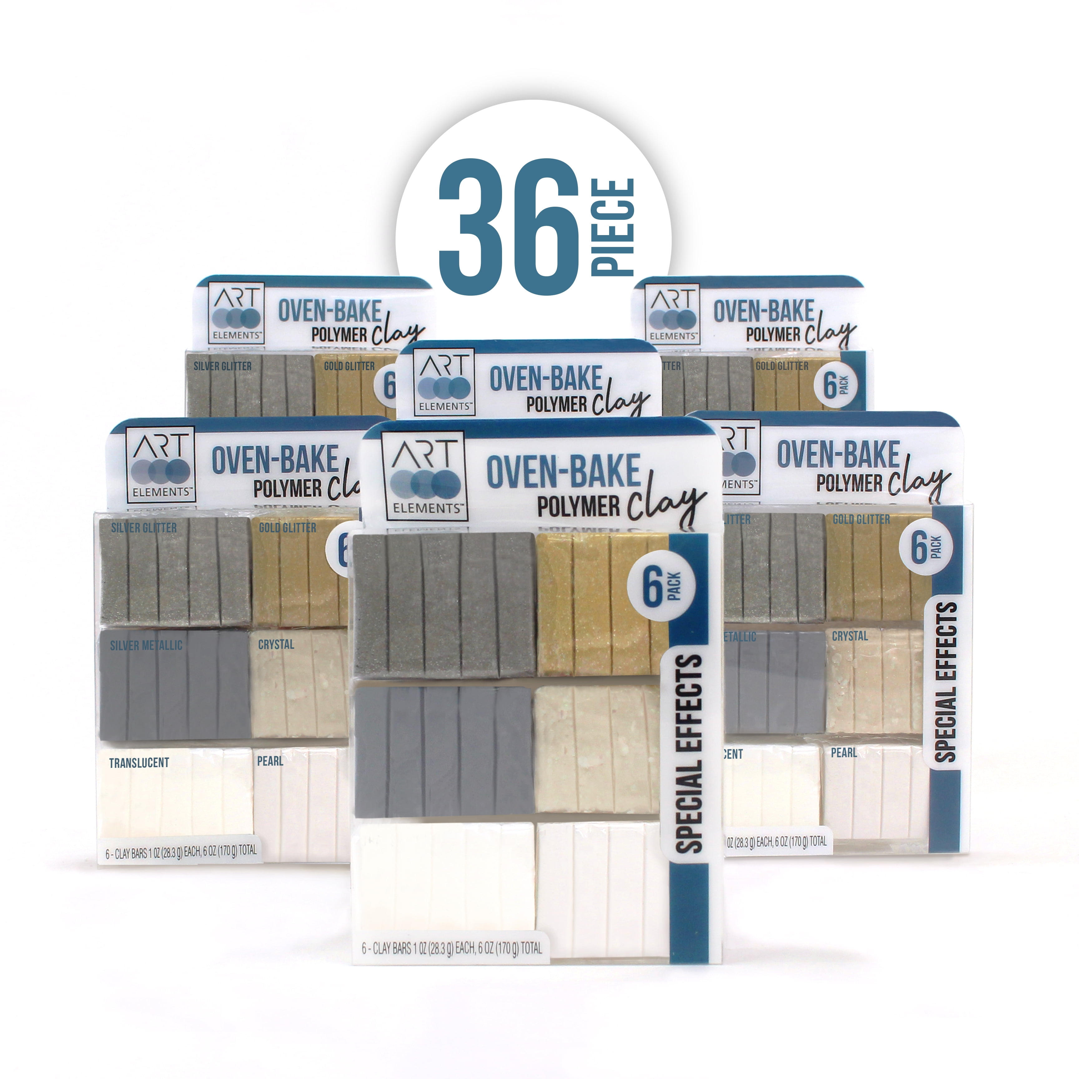 ArtSkills Art Elements Polymer Clay Pack, Special Effects Oven Bake Clay, 36 oz