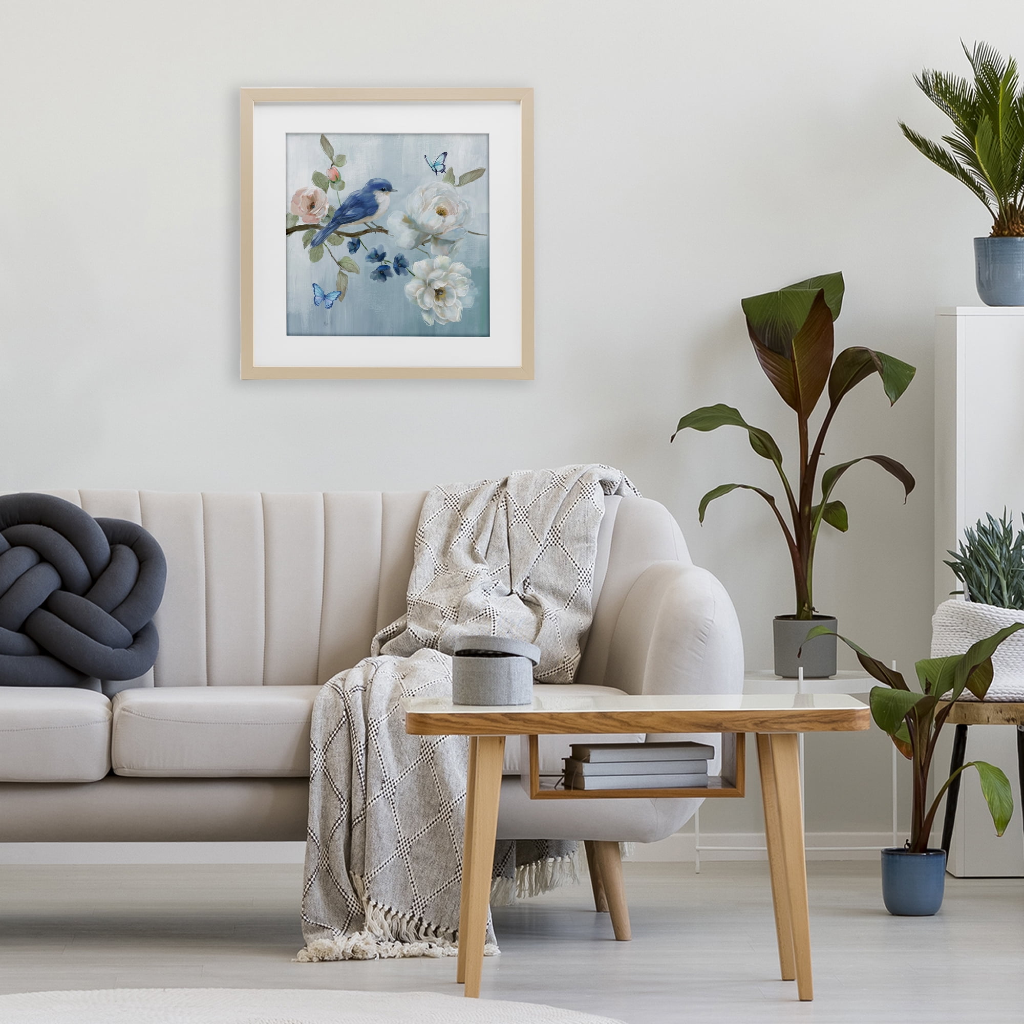 Stupell Industries Blue Bird Tranquility Birch Framed Print Under Glass, design by Nan