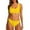 Yellow, variant on Swimsuit Coverup for Women 2 Piece Neck Crop Top High Cut Sporty High Waisted Bottoms Beach Vacation Essentials,Orange,XS